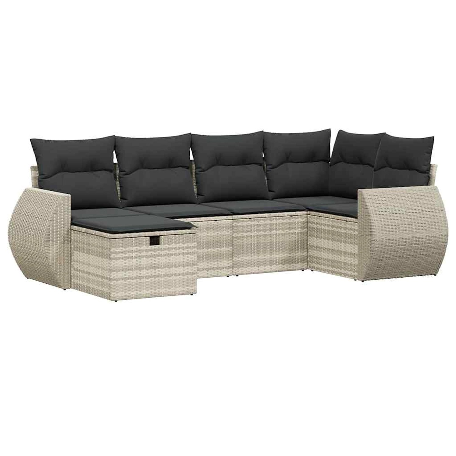 vidaXL 6-Tlg Garten-Sofagarnitur mit Kissen Hellgrau Poly Rattan 3264108