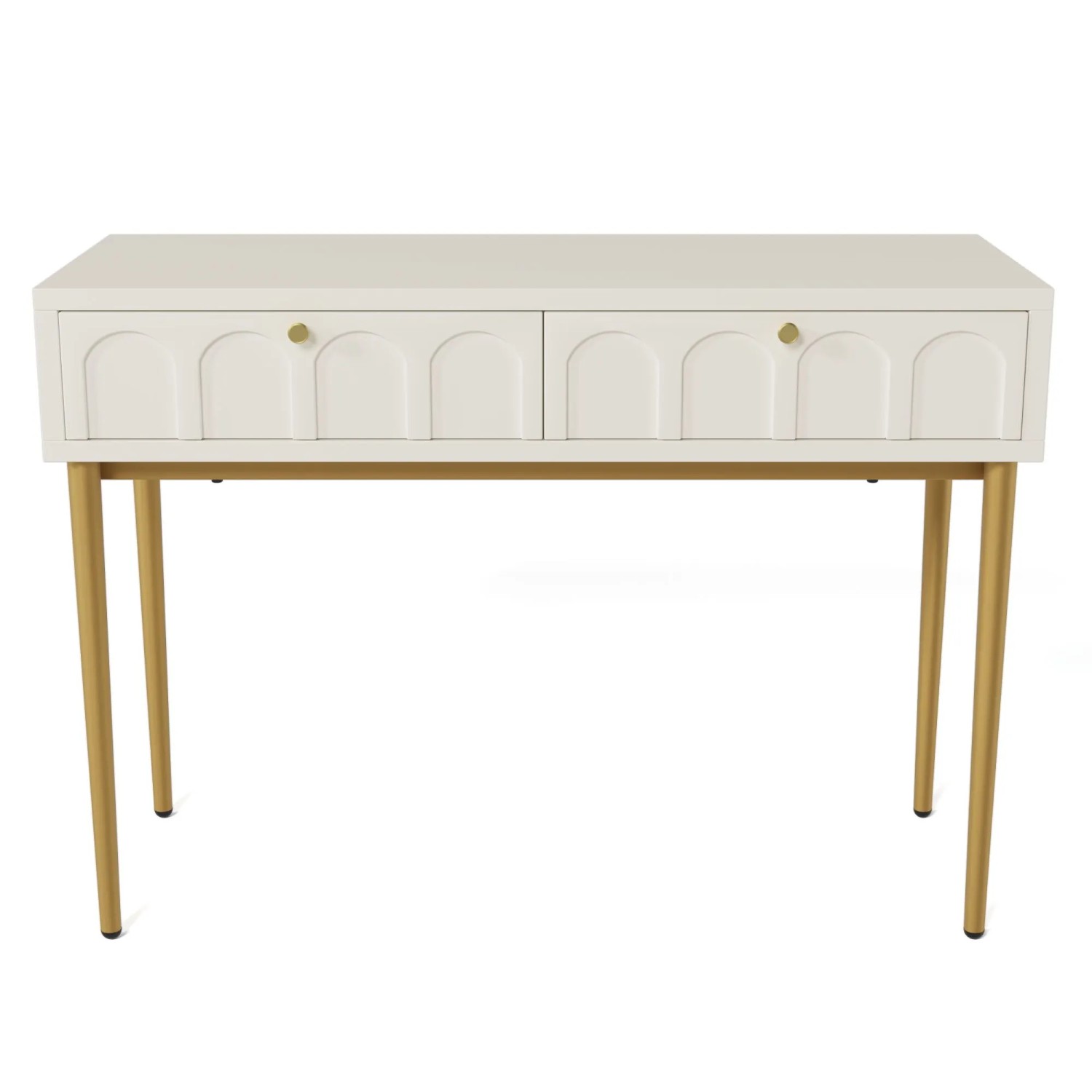 okwish Kommode mit 2 Schubladen Schlafzimmer 100x45x76.5cm Creme Weiß