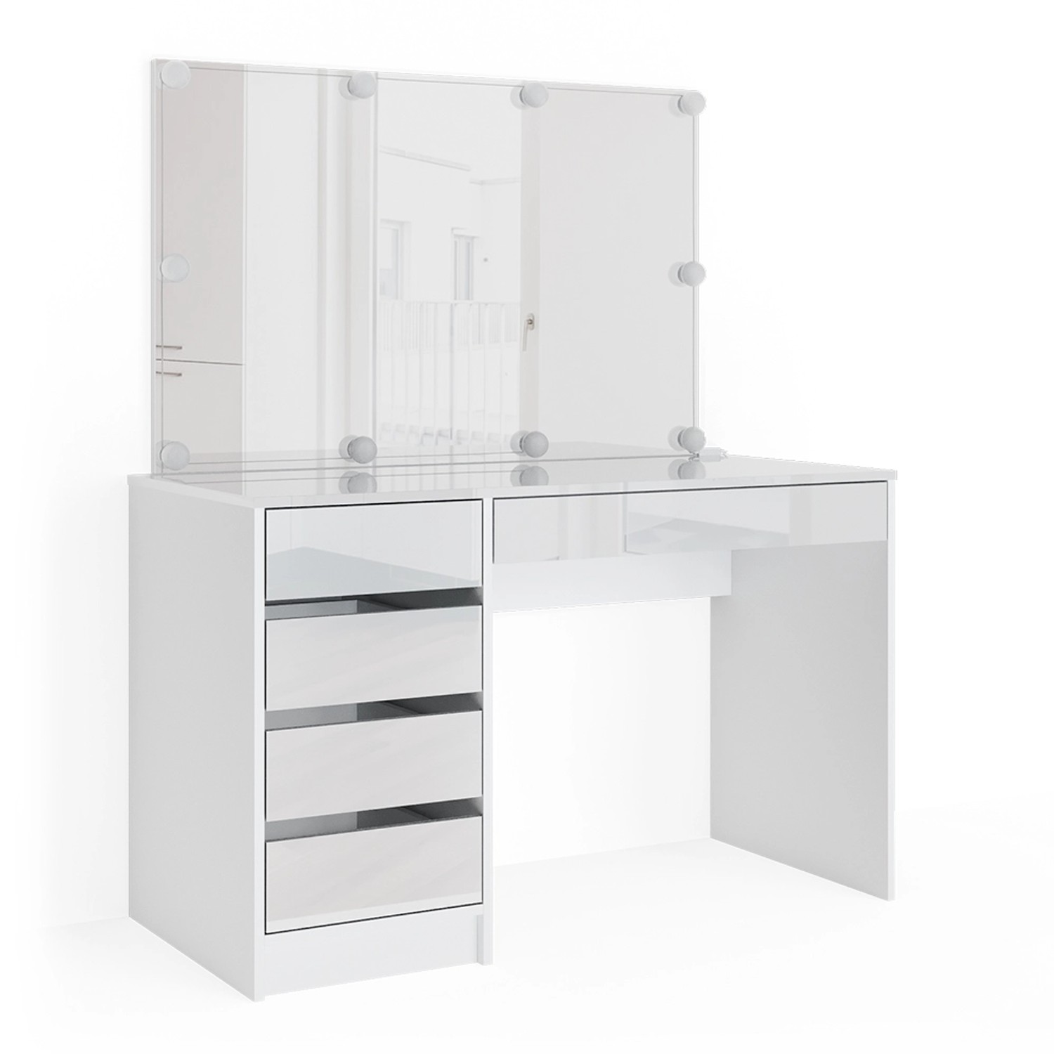 Vicco Schminktisch Sherry Weiß 120 cm mit LED Beleuchtung günstig online kaufen