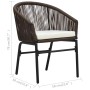 Brauner Rattan-Gartenstuhl mit cremefarbenem Kissen, Teil des vidaXL Bistro-Sets.