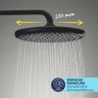 Grohe Vitalio Start 250 Kopfbrause, schwarz matt, mit Wasserstrahl und Hinweis zur einfachen Reinigung.