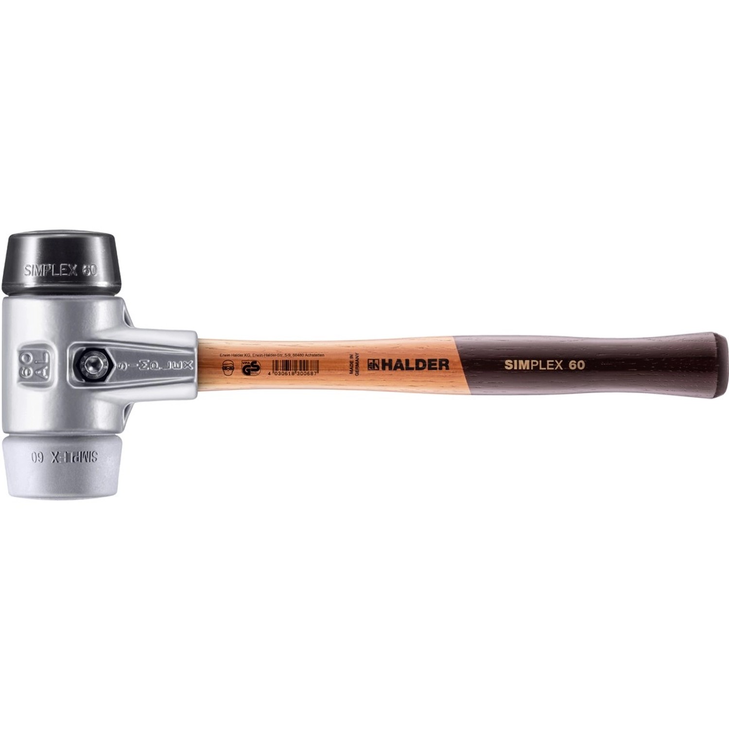Halder Simplex Schonhammer Ø 60 mm Gummi Schwarz   TPE-mid Grau mit Alumini günstig online kaufen