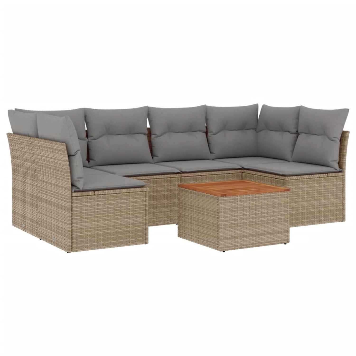 vidaXL 7-Tlg Garten-Sofagarnitur mit Kissen Beige Poly Rattan 3255891 günstig online kaufen