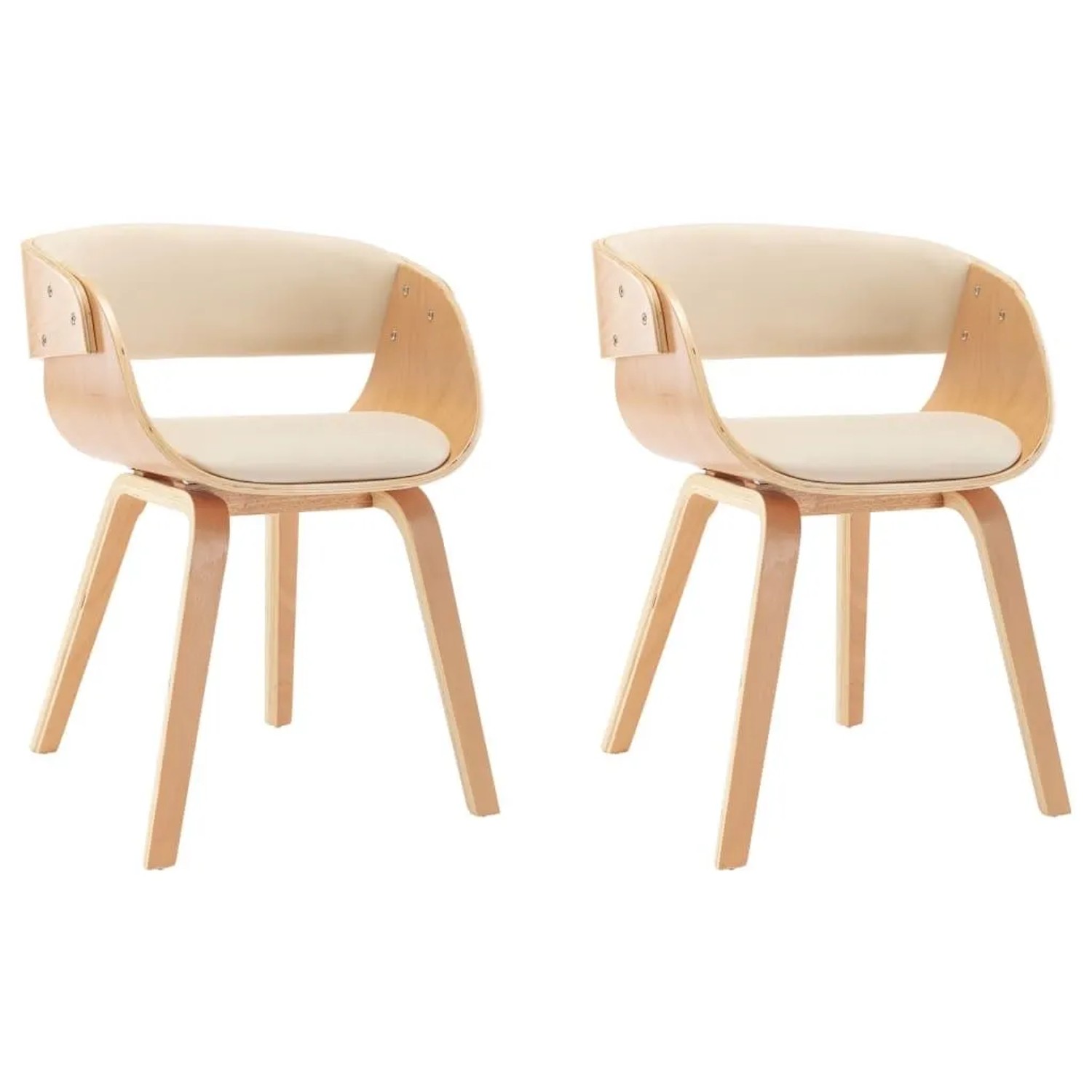 vidaXL Esszimmerstühle 2 Stk Creme Bugholz und Kunstleder 278862