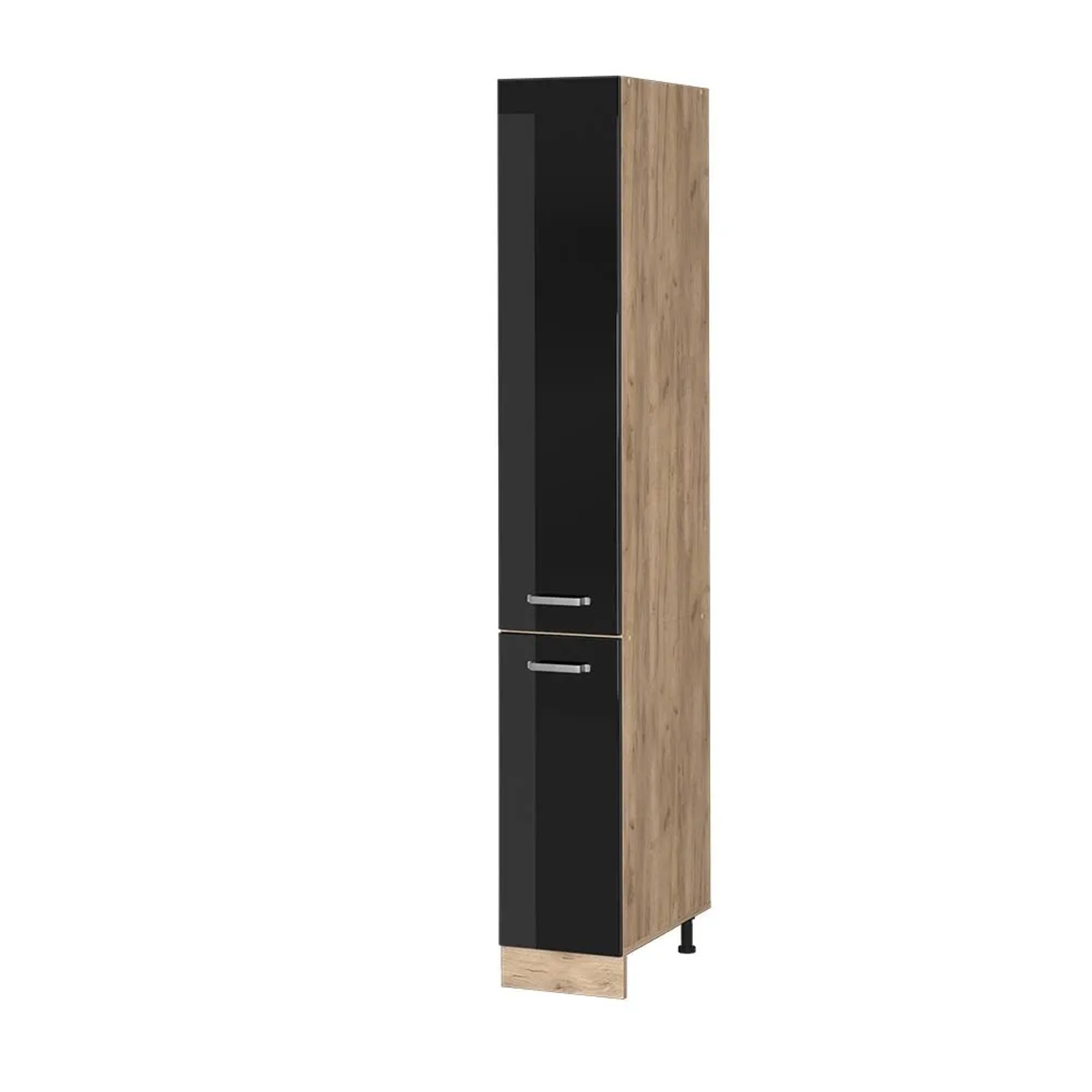Vicco Apothekerschrank R-Line Schwarz Hochglanz Goldkraft Eiche 30 cm