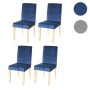 4er-Set Polsterstühle Littau in Petrol-Blau mit Samtbezug und hellen Holzbeinen.