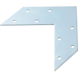 Silberner, verzinkter Eckverbinder 120x120x35 mm zur Eckverbindung und Verstärkung.