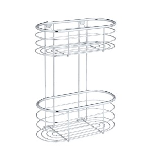 Wenko Wandregal Trestina mit 2 Ablagen aus glänzendem, silberfarbenem Edelstahl.