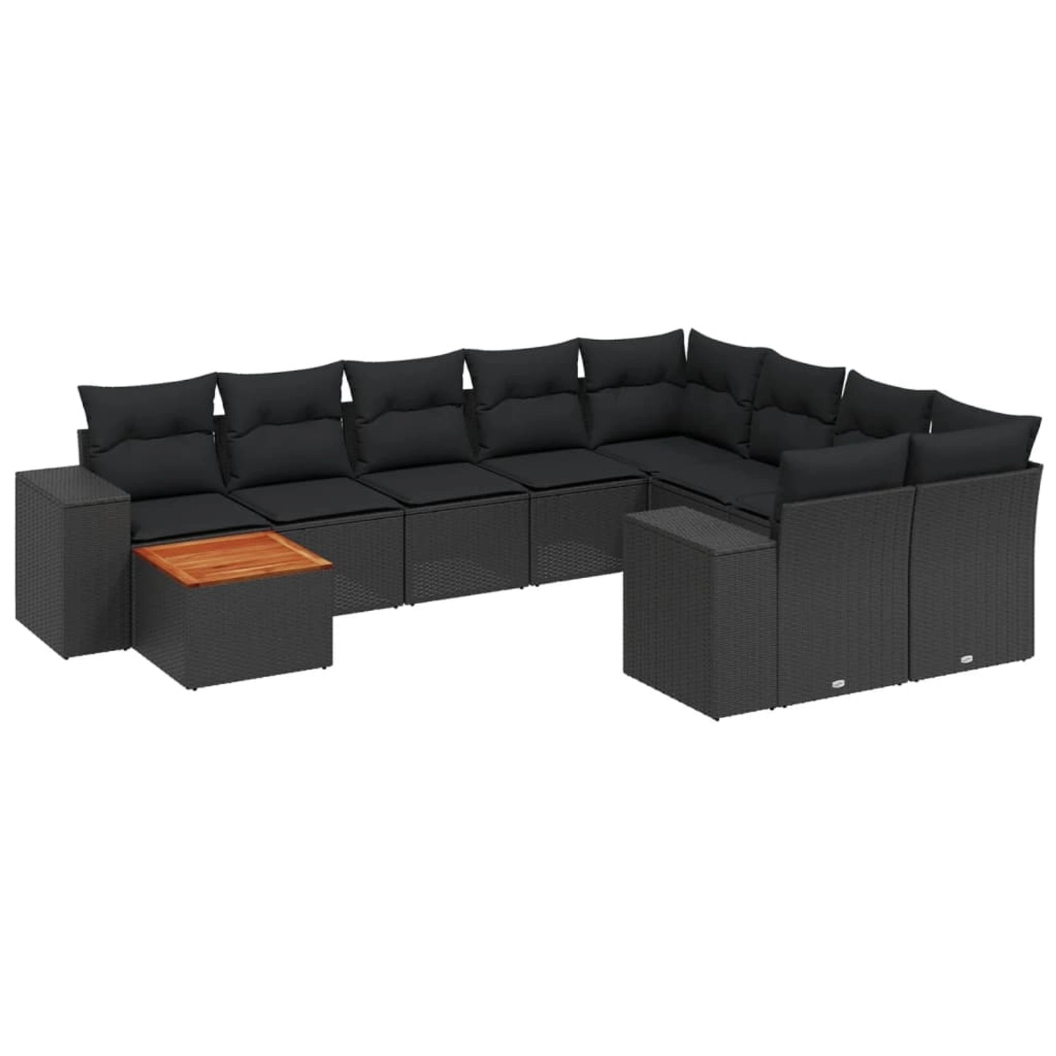 vidaXL 10-Tlg Garten-Sofagarnitur mit Kissen Schwarz Poly Rattan 3225607 günstig online kaufen