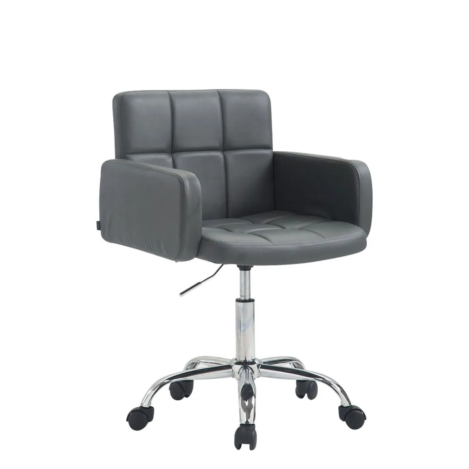 DELUKE Arbeitshocker ZÜRICH 60x52x75cm Kunstleder Grau Arbeitsstuhl Drehhocker Rollhocker Bürohocker