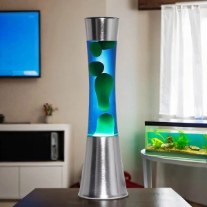 EASYLIGHT Lavalampe Chrom Blau Grün 39,5 cm Hoch mit Leuchtmittel Sandro