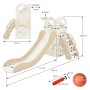 Joyz Kinderrutsche 3in1 mit Turm und Basketballkorb, weiß-beige. Spielanlage aus Kunststoff mit Zubehör.