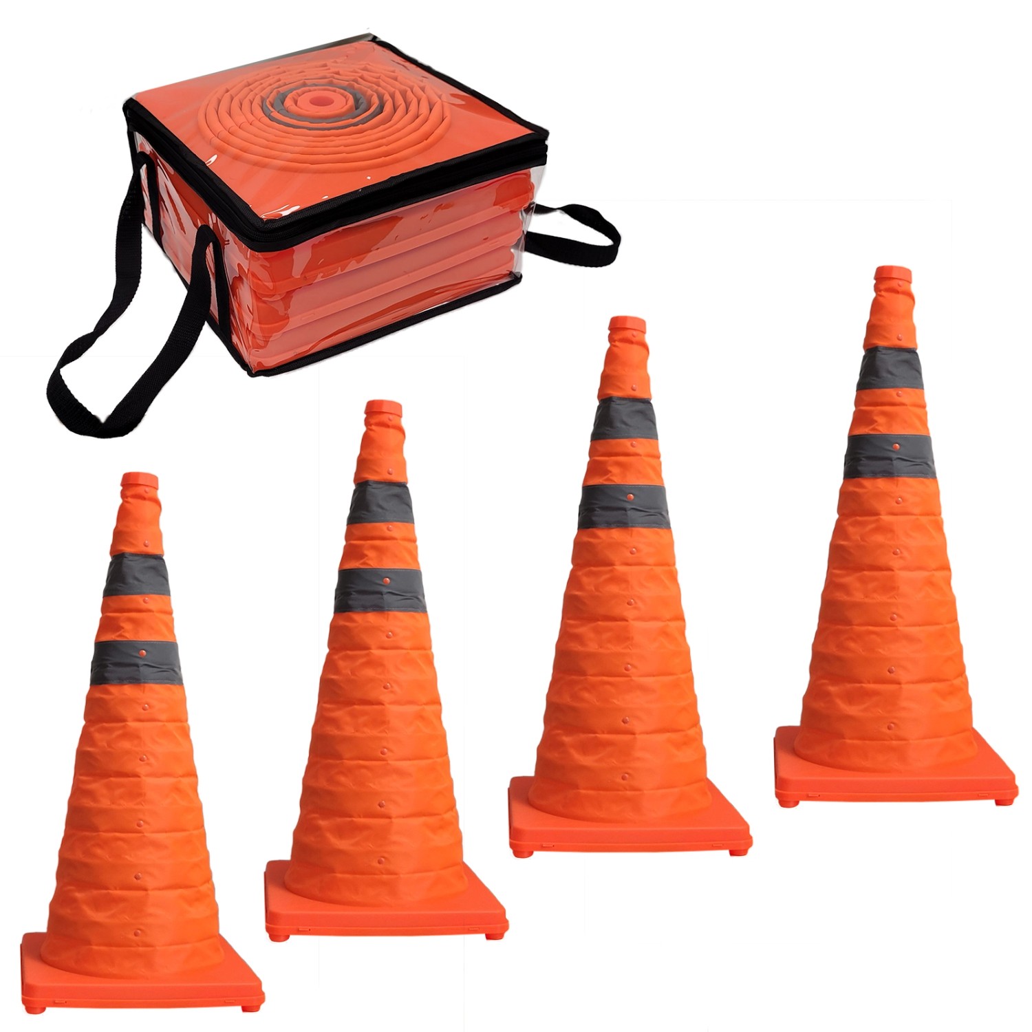 TRUTZHOLM 4x Pylon Faltbar 70 cm Leitkegel Reflektierend