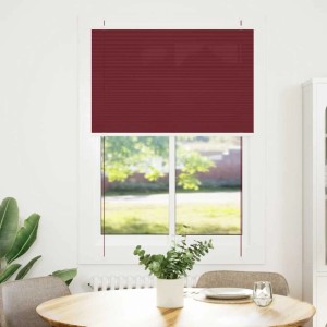 Bordeauxrotes Plissee 85x100 cm aus Polyester am Fenster für Sicht- und Sonnenschutz.