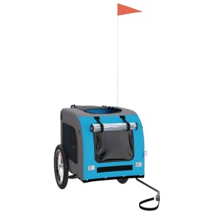 vidaXL Fahrradanhänger Hunde Blau und Grau Oxford-Gewebe und Eisen 93834