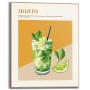 Gerahmtes Bild: Grüner Mojito Cocktail für die Küche, 50x40 cm. Dekorative Wandkunst.