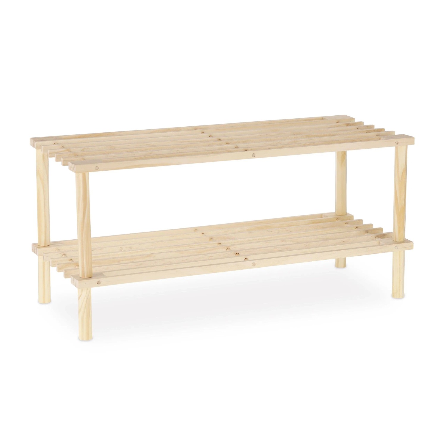 Relaxdays Schuhregal Holz Natur Platzsparend 2 Ebenen 29,5 cm x 63 cm x 26 cm 1,1 kg
