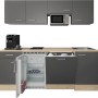 Flex-Well Büroküche Morena, 210 cm, basaltgrau/San Remo Eiche: Singleküche mit E-Geräten.