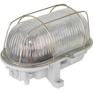 Graue LED-Kellerlampe mit Strukturglas und Metallkorb, 7 W, 800 lm.