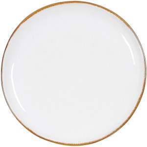 Weißer Mica Decorations Frühstücksteller Tabo (Ø 20,5 cm) mit braunem Rand.