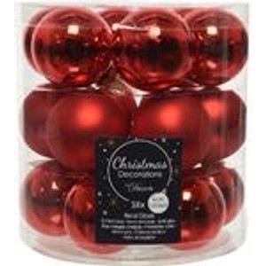 Kaemingk Weihnachtsbaumkugeln Glas  4 cm Weihnachtsrot 18 Stueck