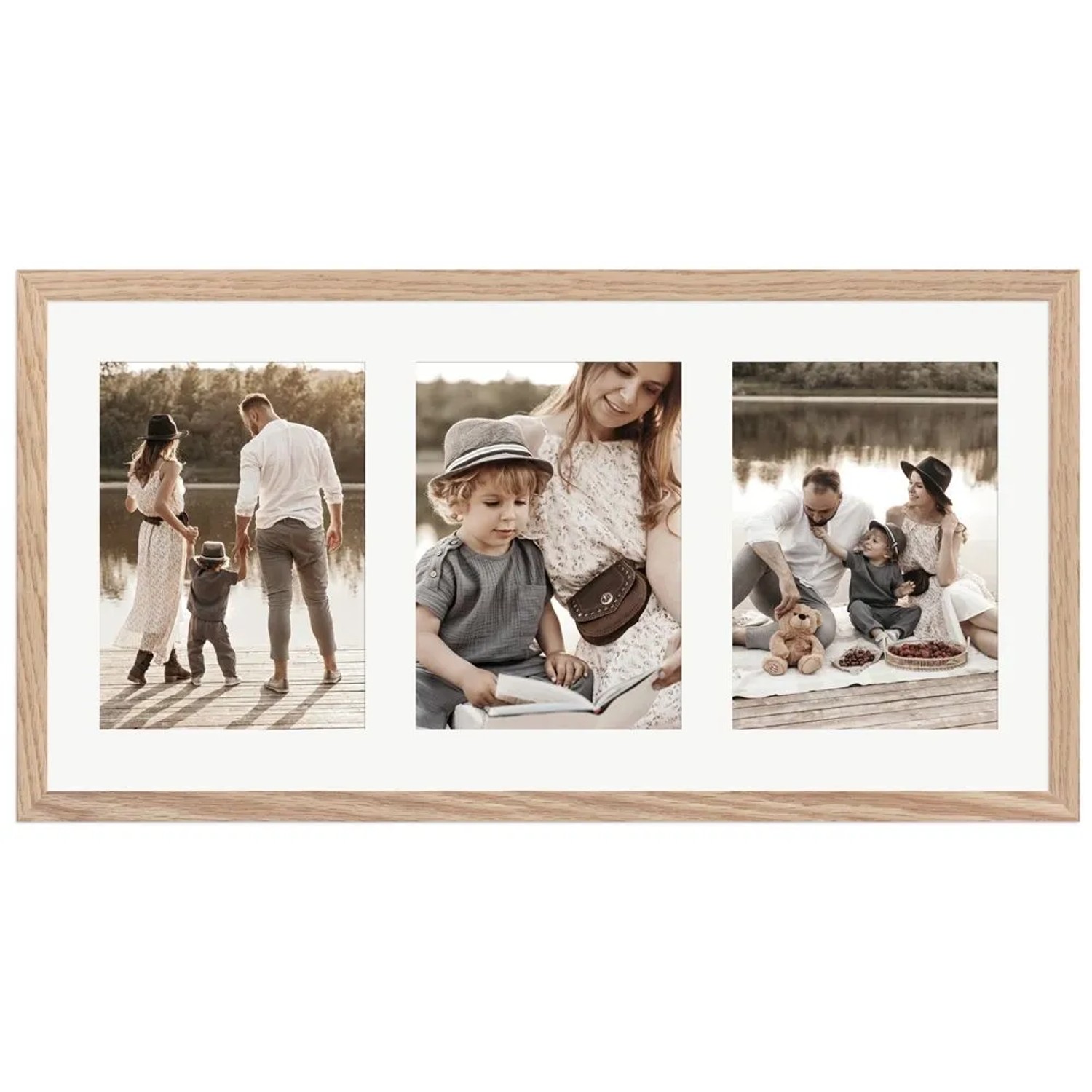 WANDStyle Galerierahmen G950 in Eiche-Optik 25 x 50 cm für 3 Bilder im Format 13 x 18 cm