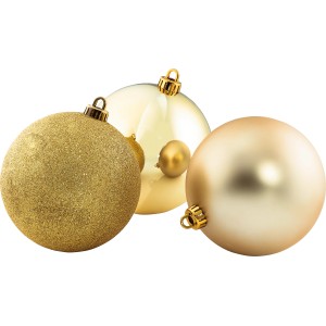 Goldene XXL-Weihnachtskugeln (Ø 20 cm) in glänzend, matt und glitzernd.
