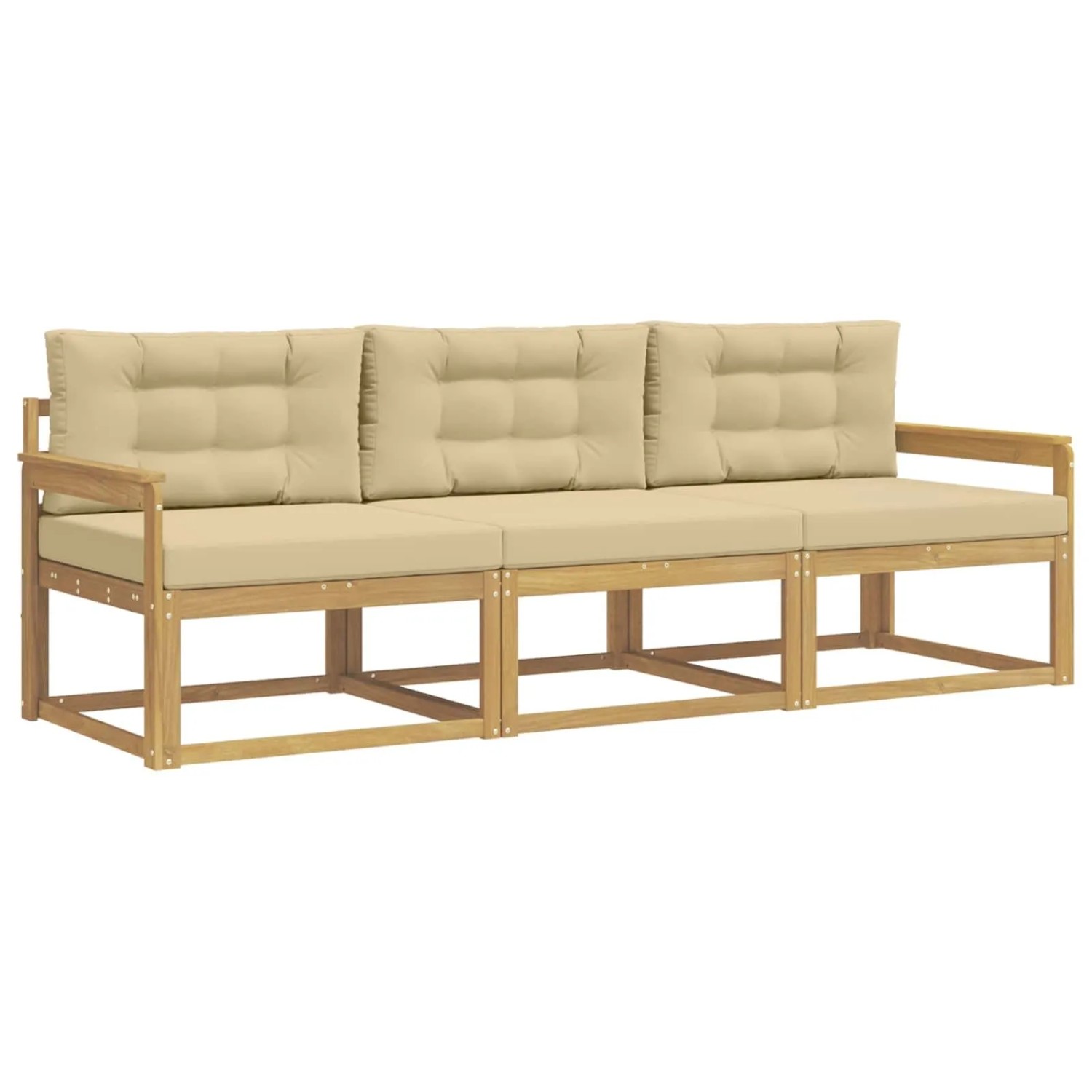 vidaXL Outdoor-Sofagarnitur mit Kissen 3 Stk Weiß und Beige Polyester 3385982