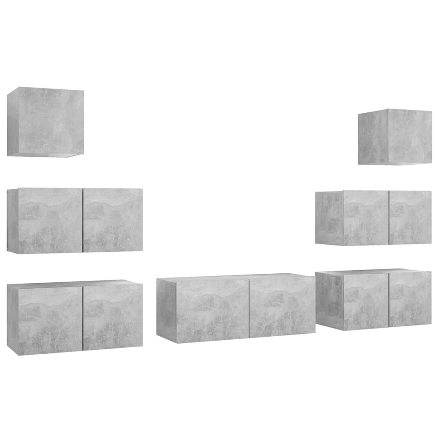 VidaXL 7-tlg. TV-Schrank-Set Betongrau Holzwerkstoff 1