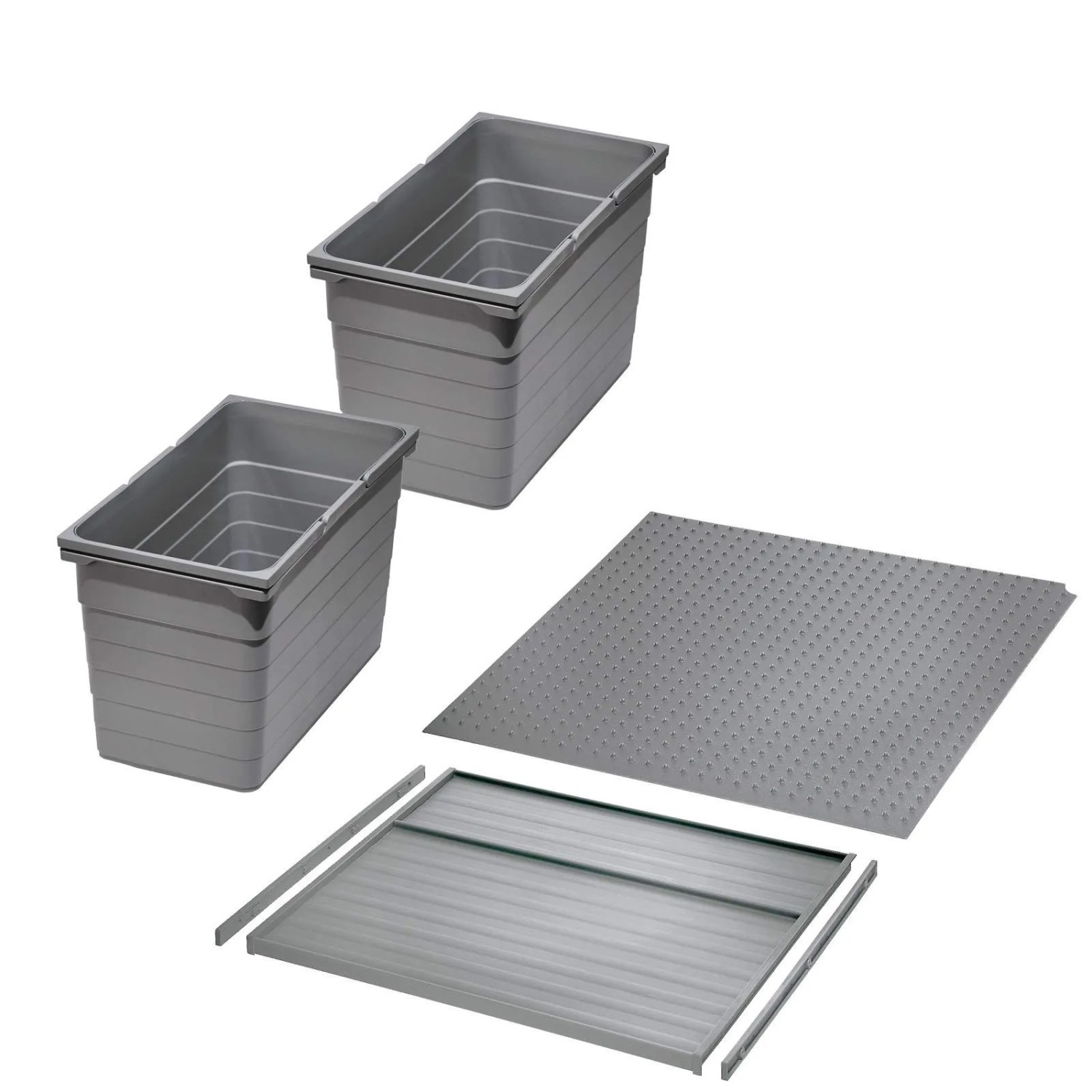 Ninka Abfalltrennsystem Eins2vier KB 600 mm 2x 25L Alugrau für Seitenstärke 16 mm