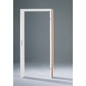 Weiße Türzarge CPL Seidenmatt, 80x203 cm, Rechtsanschlag für Wandstärke 26,6-28,6 cm.