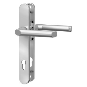 Basi Schmalrahmen-Garnitur SR 4100 PZ, Alu silber lackiert, für Profilzylinder-Türen.