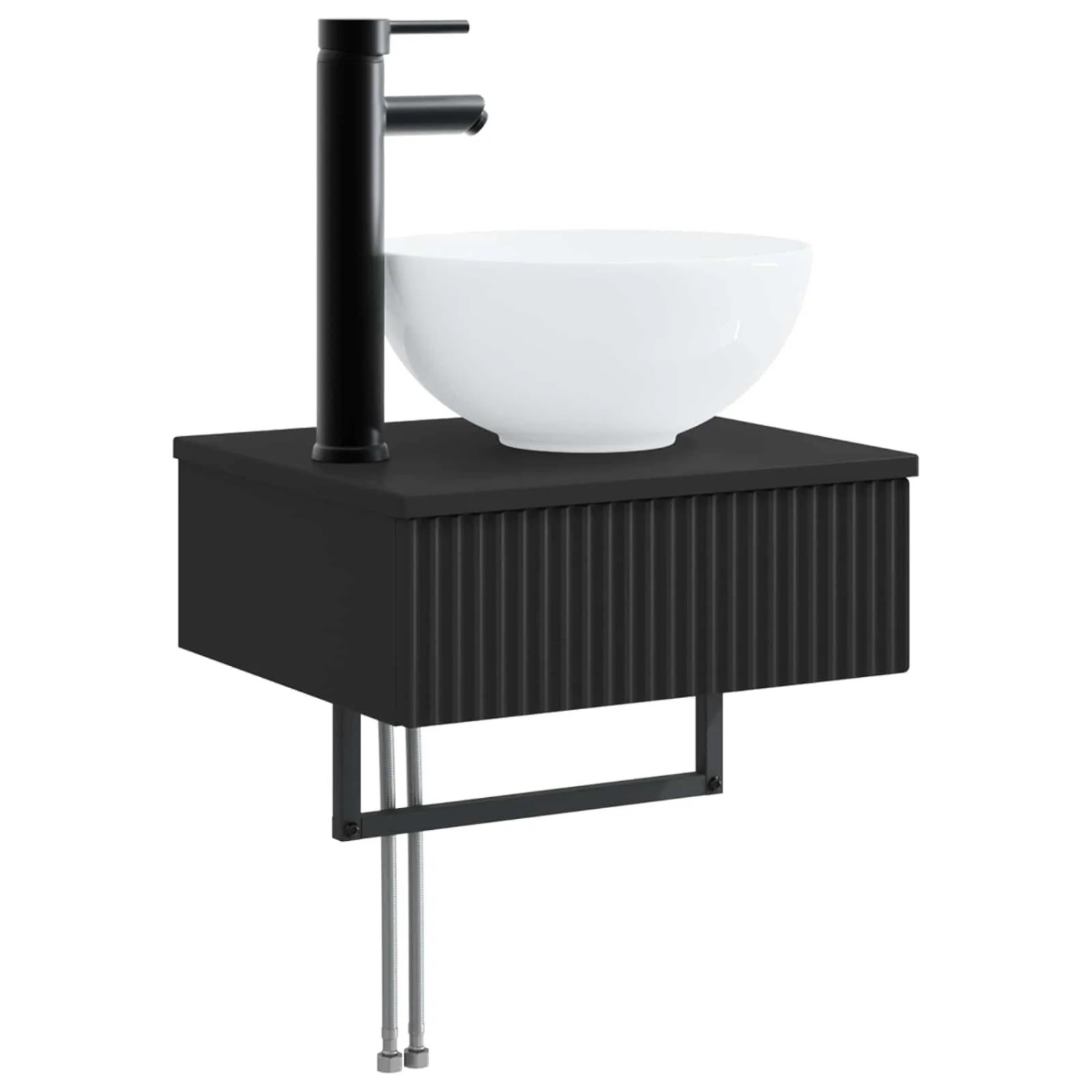vidaXL Wandmontiertes Waschbecken Schwarz 40 x 35 x 39 cm 890169