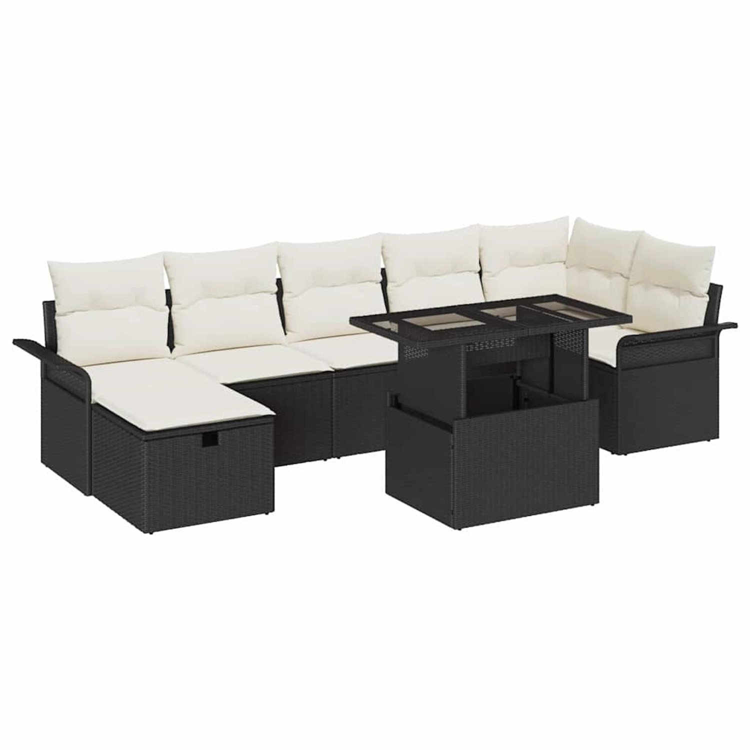 vidaXL Garten-Sofa-Set mit Kissen 8-Tlg Schwarz Poly Rattan 3359684 günstig online kaufen