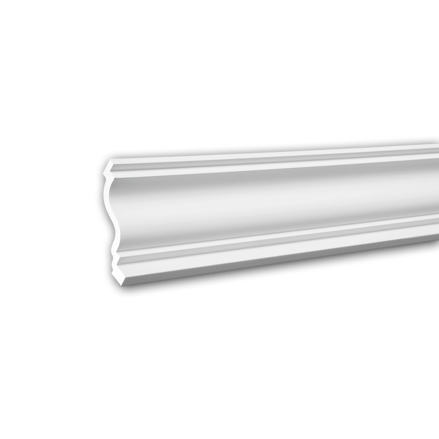 Flexible, weiße PROFHOME Eckleiste aus Polyurethan, 200 cm lang, für den Innenbereich.