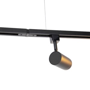 Modernes schwarzes 1-Phasen-Schienensystem mit 5 Spots der Marke QAZQA, geeignet für Lampen & Leuchten.