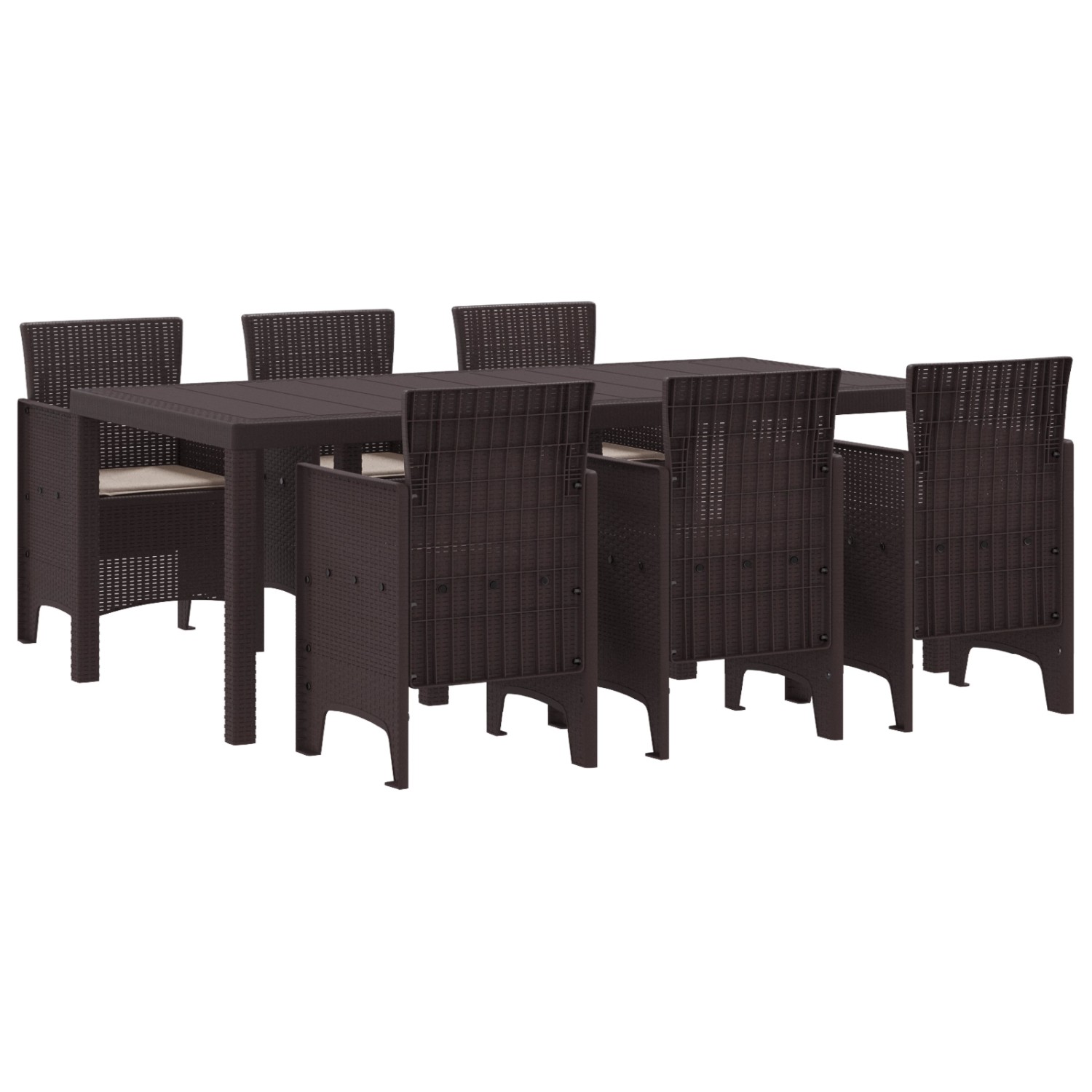 vidaXL 7-Teilige Garten Essgruppe mit Kissen Braun Poly Rattan 3378718 günstig online kaufen