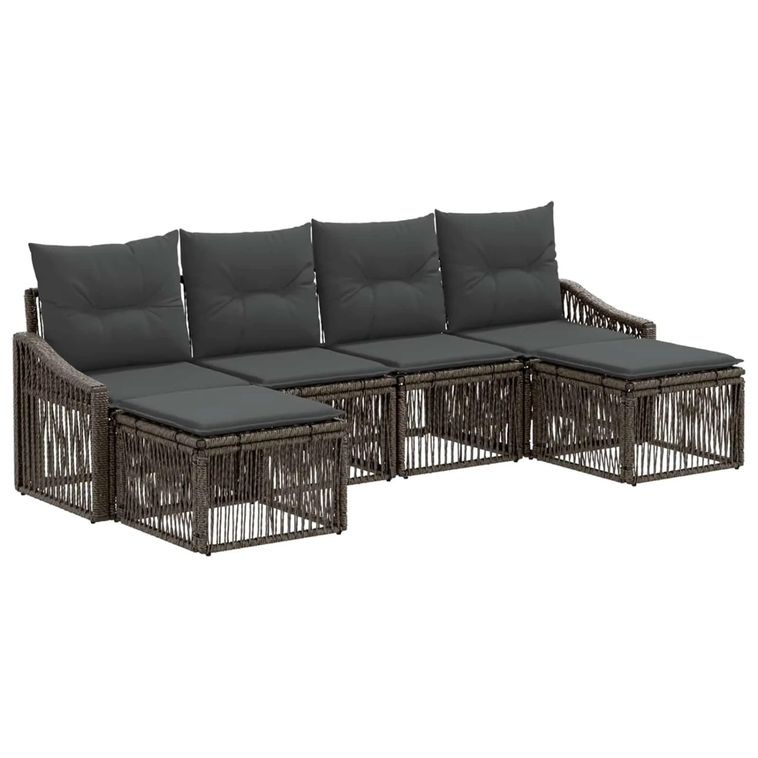 vidaXL Gartensofa-Set 6-Tlg Grau Poly-Rattan 3436085