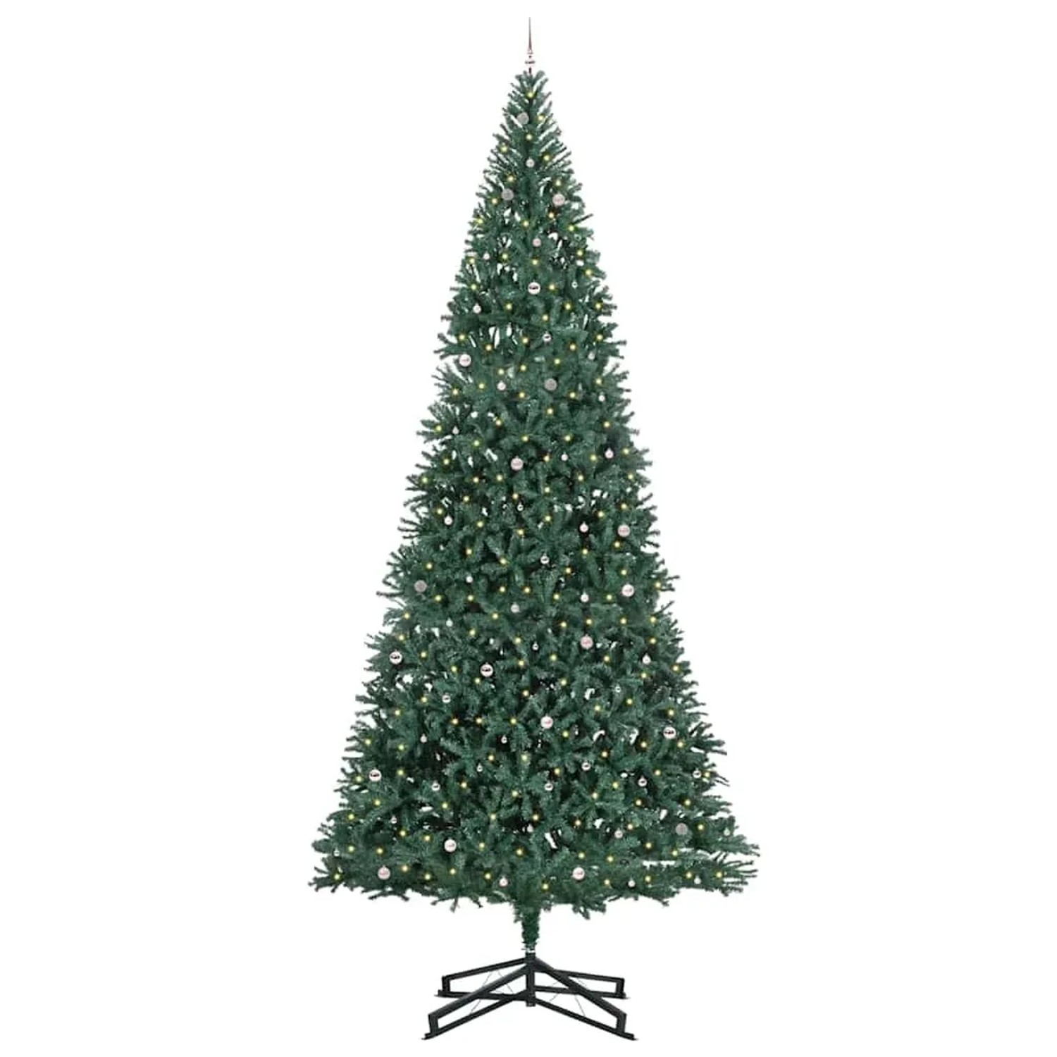 vidaXL Künstlicher Vorbeleuchteter Weihnachtsbaum mit Kugelset Grün 3394844