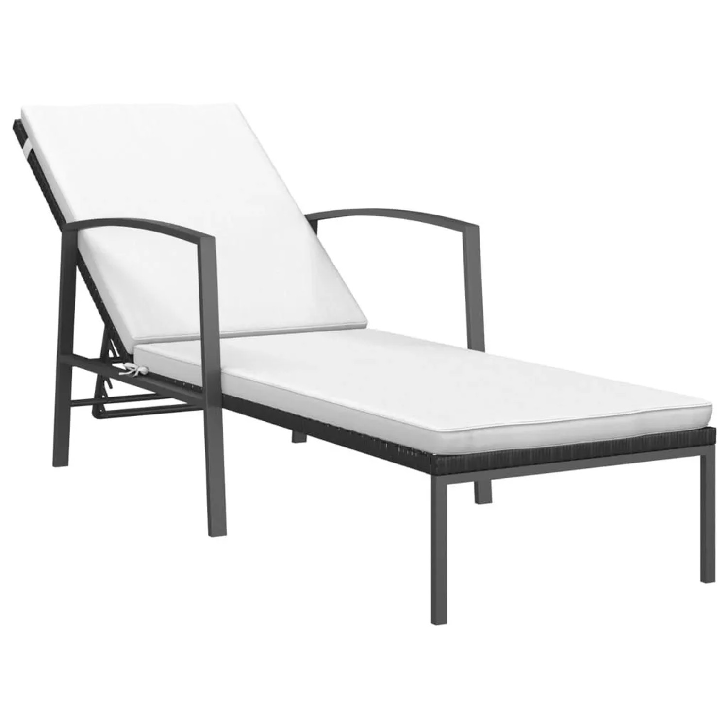 Furnicato Sonnenliege Poly Rattan Mit Auflage 195x60x53 95 Cm Schwarz   Verstellbare Rückenlehne  Stahlrahmen