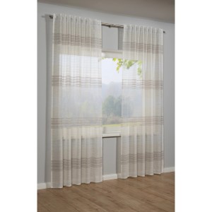 Beiger Bennetti Schal mit Gardinenband, 140x245 cm, vor Fenster mit Ausblick.