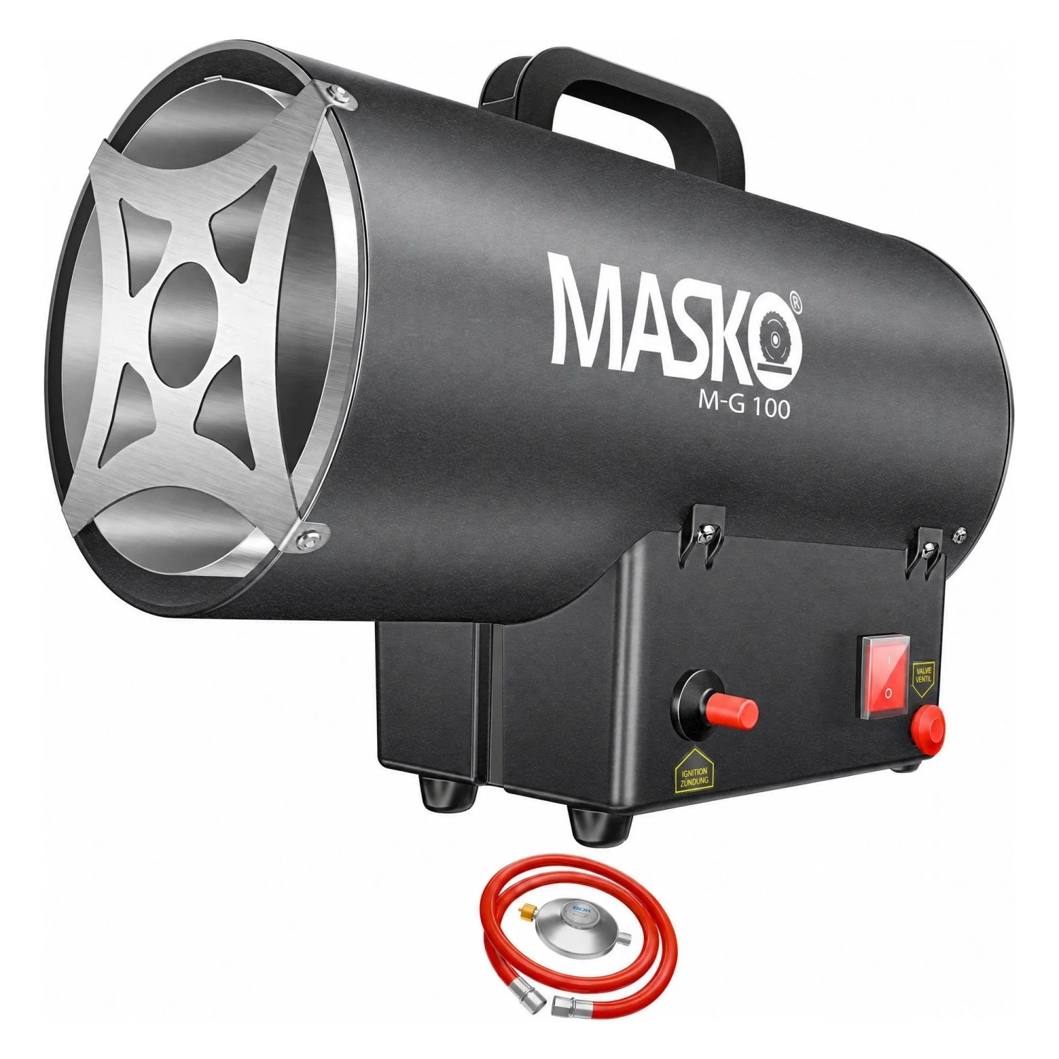 MASKO Gasheizgebläse mit Schlauch und Druckminderer 10 kW Anthrazit