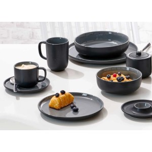 Ritzenhoff & Breker Jasper Tafelservice, 8-teilig, schwarz. Geschirr Set mit Tellern, Schalen, Tassen.