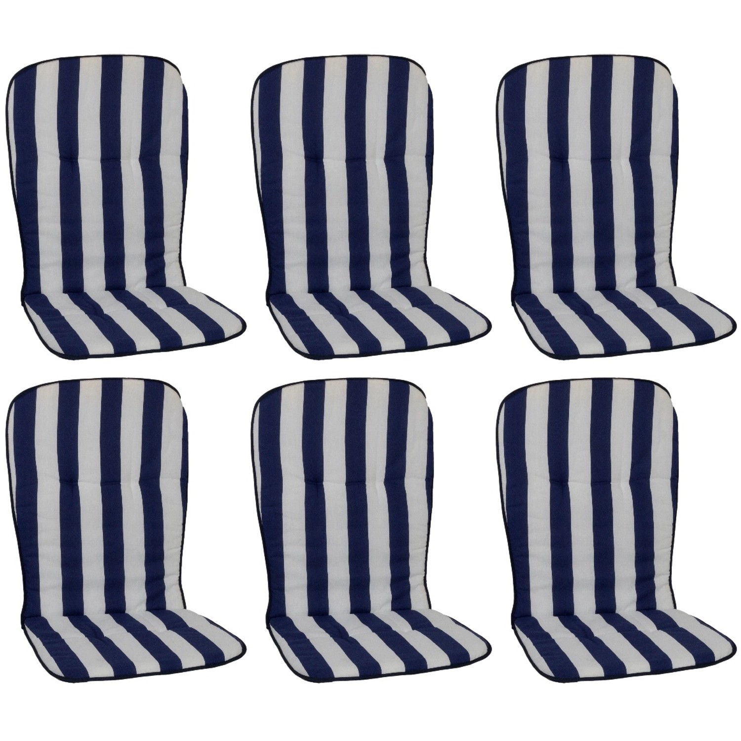 Beo Sitzauflage Hochlehner Mono 6er-Set Blau-Weiß gestreift günstig online kaufen