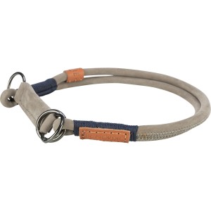 Graues Trixie Hundehalsband Be Nordic Zug-Stopp aus Veloursleder, Ø 8 mm, Größe S-M (40 cm).