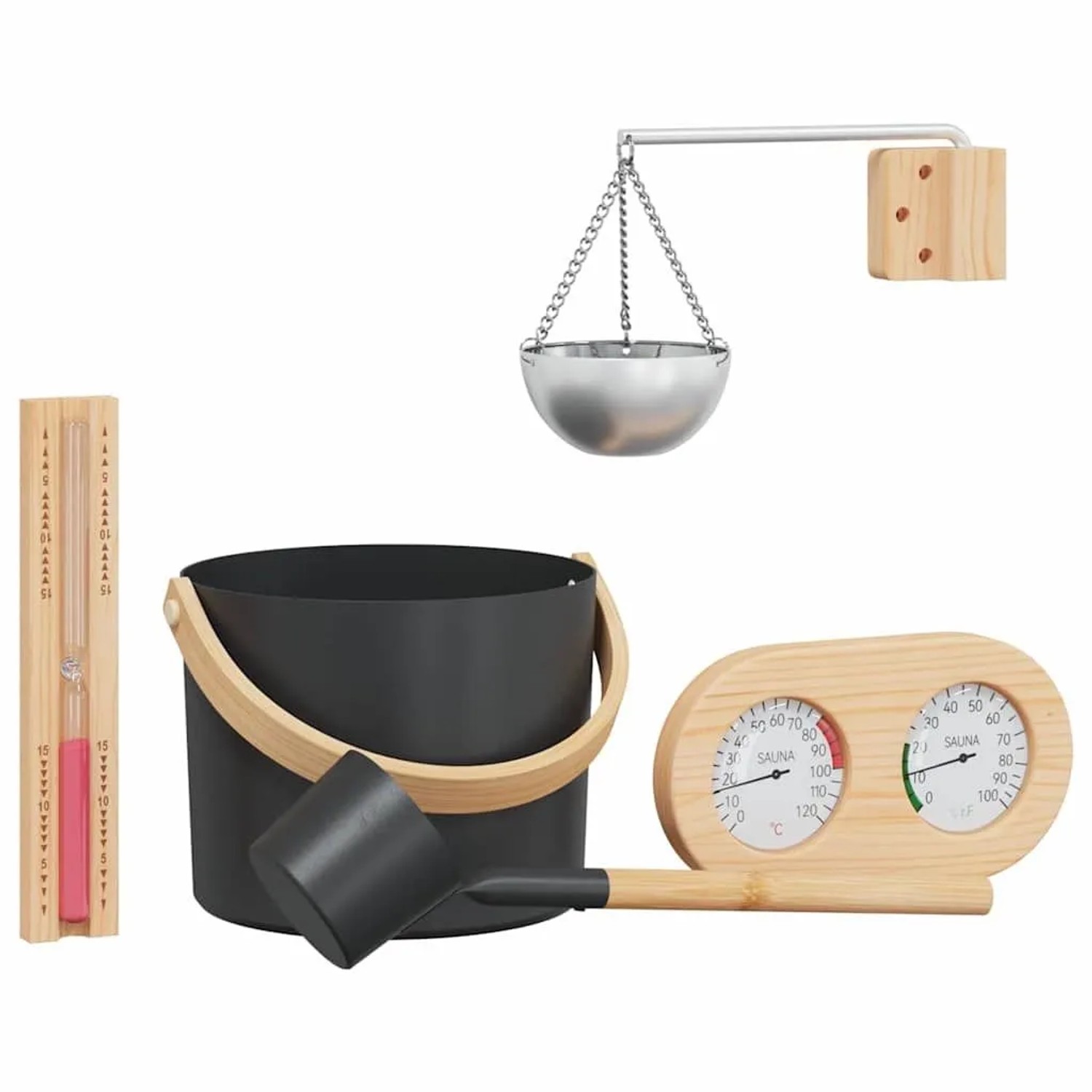 vidaXL Sauna Zubehör Set 5 Stk Schwarz 42023428