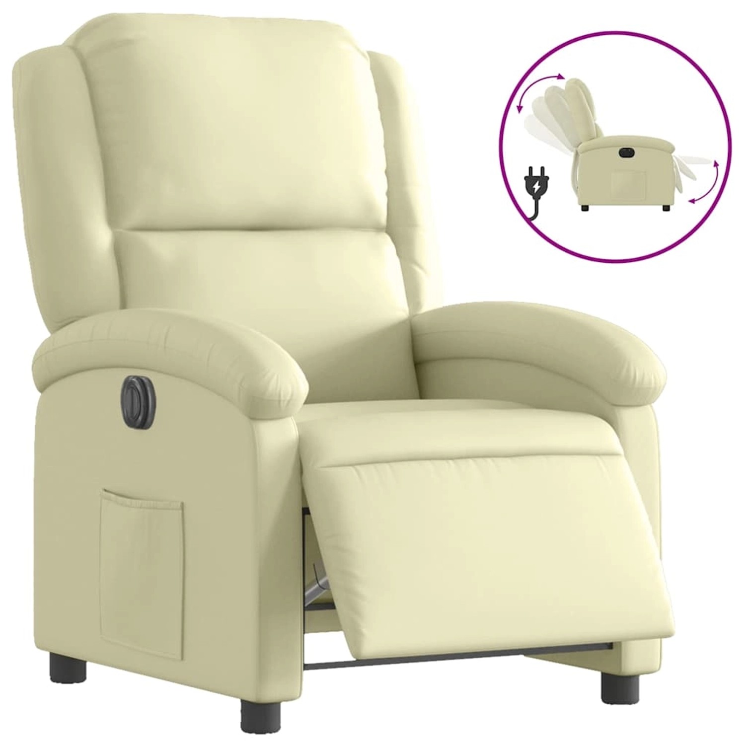 vidaXL Relaxsessel Elektrisch Creme Echtleder 3204256