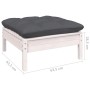 vidaXL Gartenmöbel: Hocker/Tisch, weißes Kiefernholz, anthrazitfarbenes Kissen, Teil des Lounge Sets
