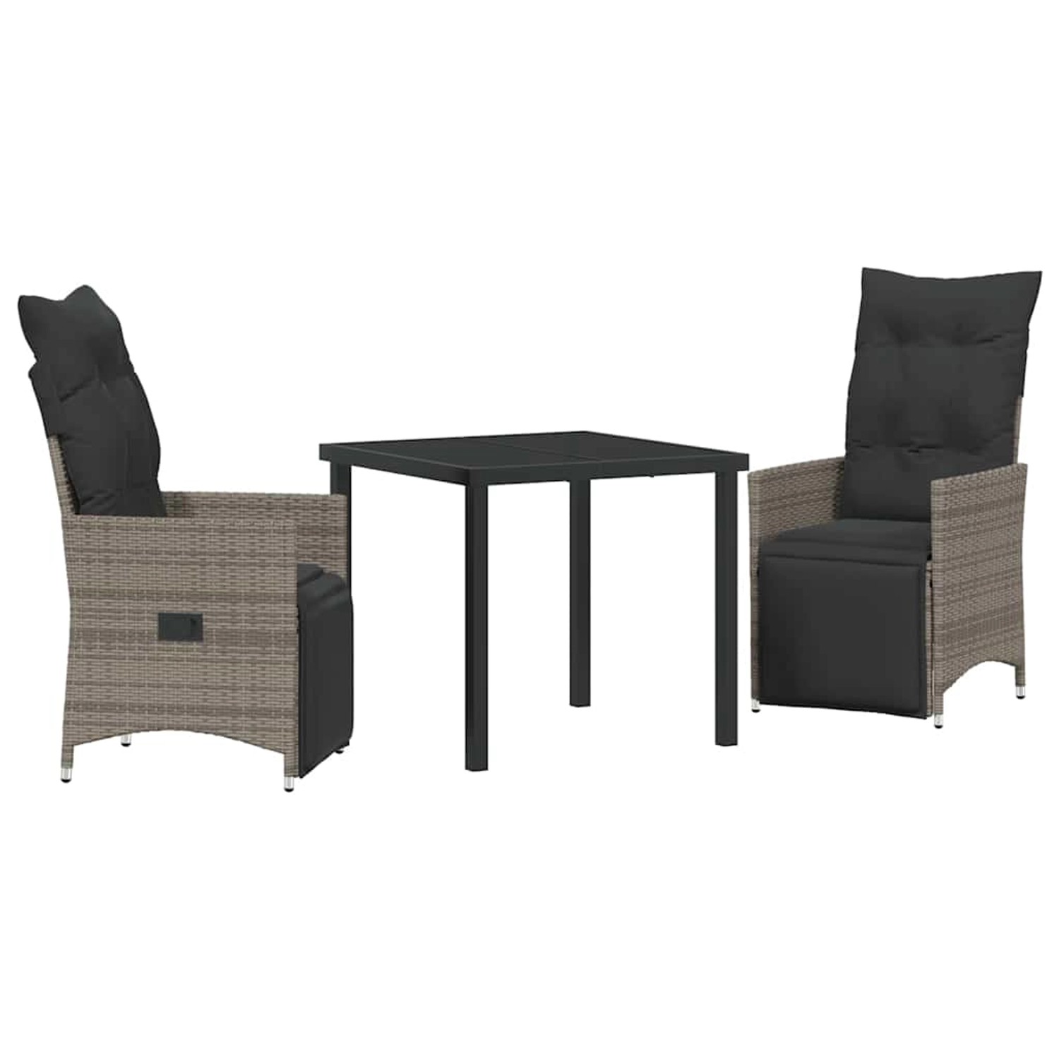 vidaXL Garten Essgruppe mit Kissen 3-Tlg Grau Poly Rattan 3379576 günstig online kaufen