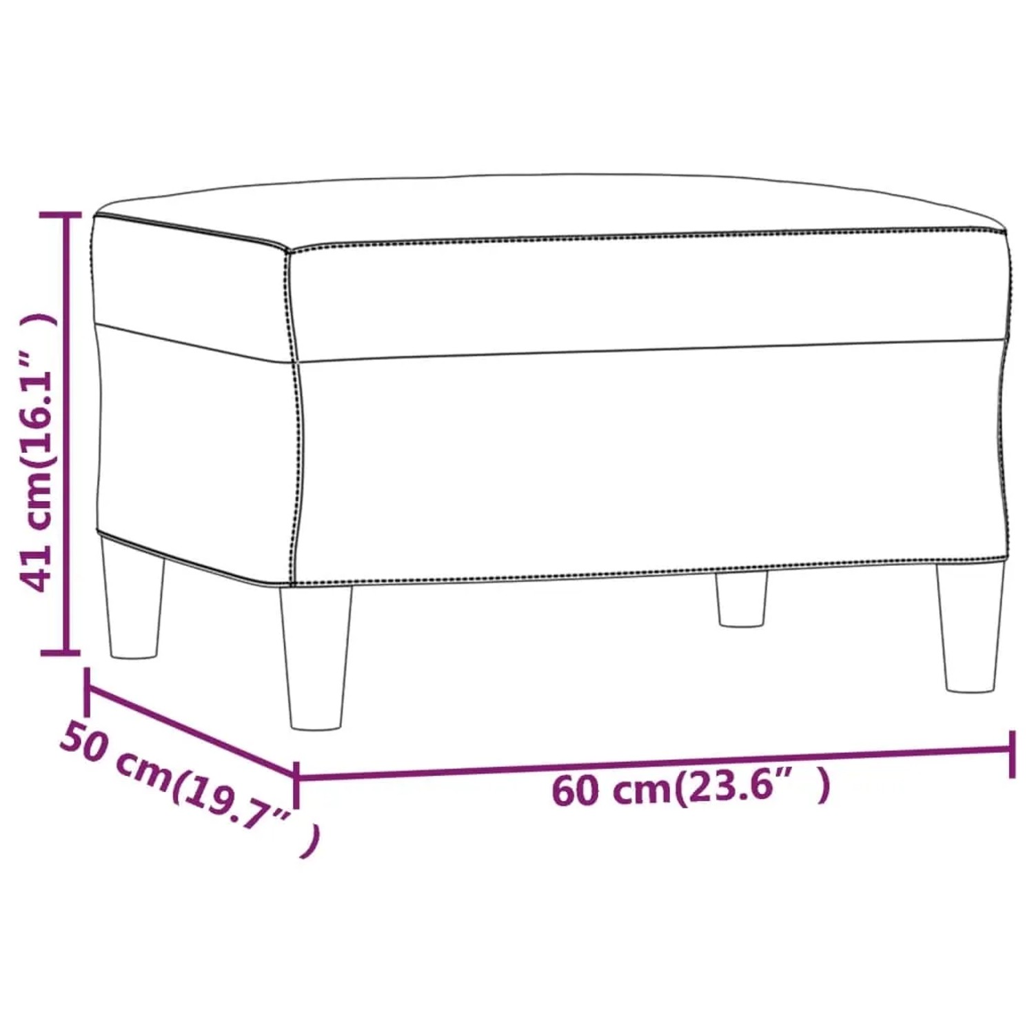 Taupefarbener vidaXL Fußhocker (60x50x41 cm) aus Stoff.